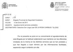 Hoja de méritos - Brigada Provincial Seguridad Ciudadana - Valladolid